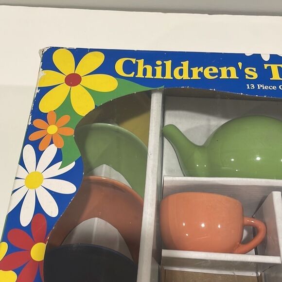 Schylling Retro Fiesta Style Childs Ceramic China Tea Set - Picture 12 of 15